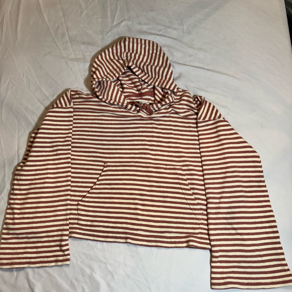 Roxy Pink and Cream Striped Hoodie